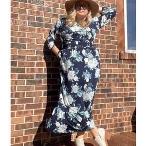 Robe Maxi LuLaRoe XL - Motif Géométrique Violet Et Bleu Clair, Neuve Avec étiquettes